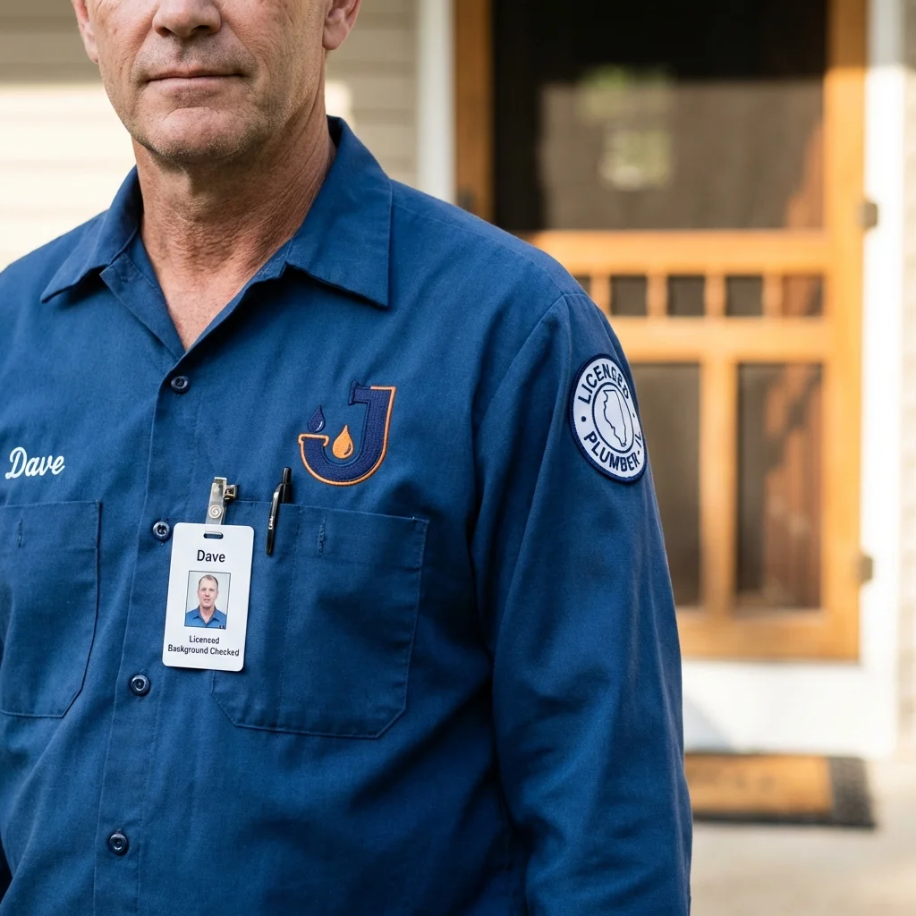 Licensed plumber showing ID badge in Pigeon, MI
