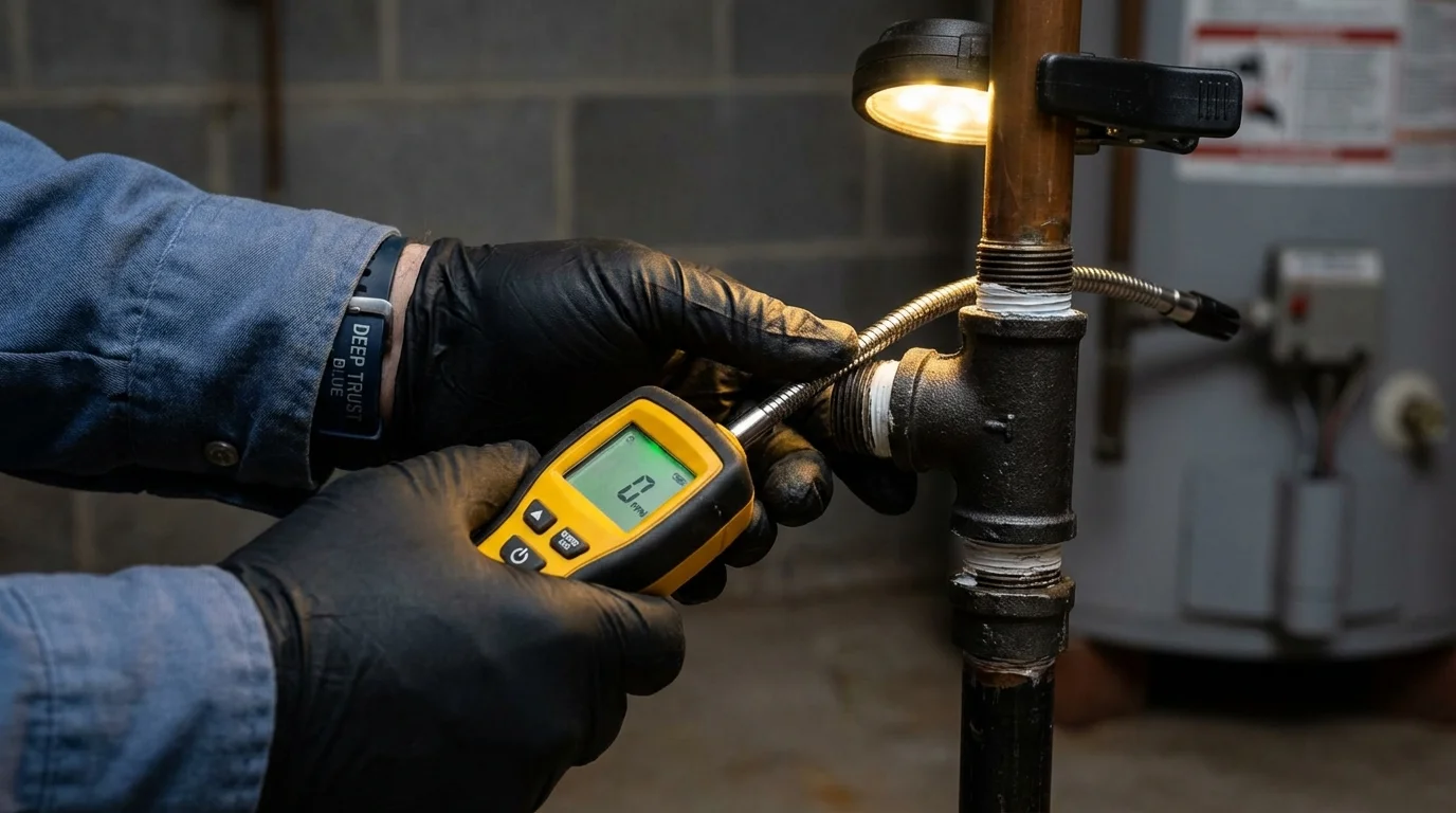 Gas leak detection with electronic sniffer by Johns Plumbing LLC in Pigeon