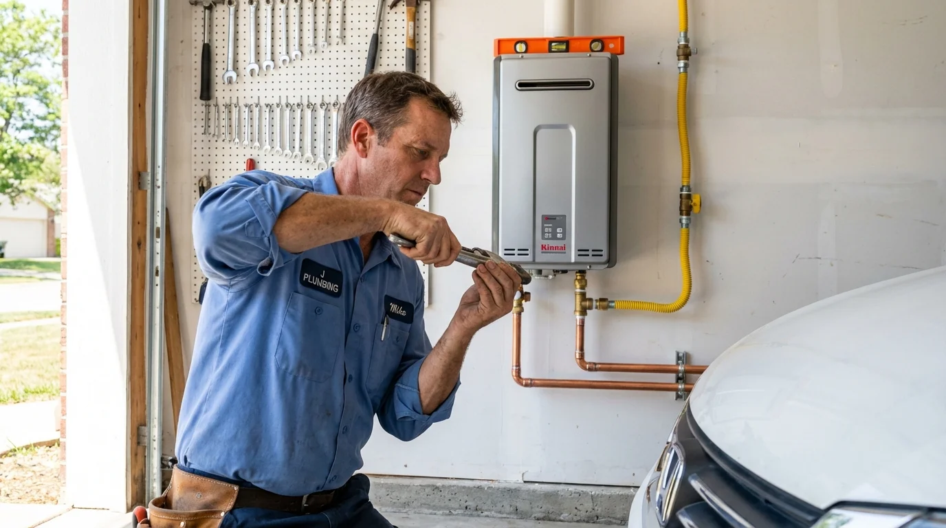 Tankless water heater installation by a Johns Plumbing LLC plumber in Pigeon
